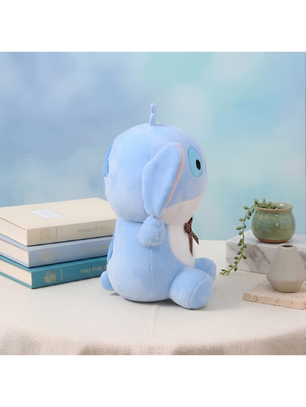 Alien Plush Toy with Brown Polka Dot Bow - 7-Inch Cute Blue Soft Stuffed Character Doll for Kids ST11448