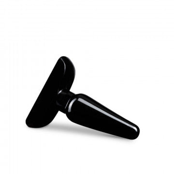 Black plastic knob on a white background