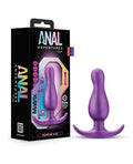 Purple anal plug with packaging labeled 'Anal Adventures' on a white background