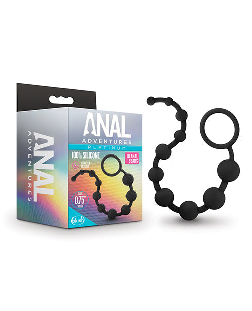 Black silicone ring with packaging labeled 'Anal Adventures' on a white background