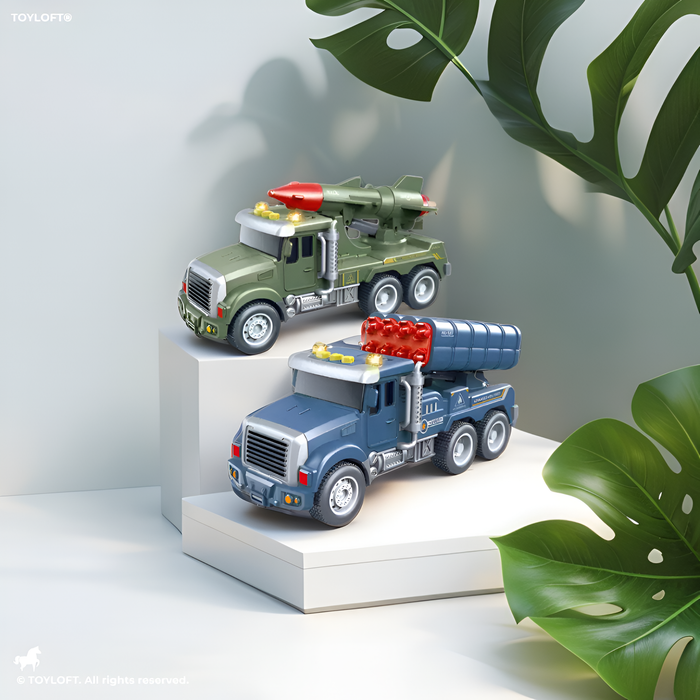 Army Truck & Missile Launcher Toy Set – 2-Pack Military Vehicles with Sound and Light Features LMI15422.