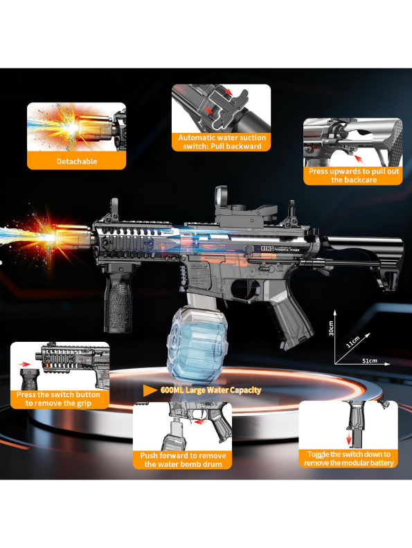 ARP9 Style Electric Automatic Water Blaster Toy Gun for Kids & Adults | High Pressure Rechargeable Water Shooter LMI16800