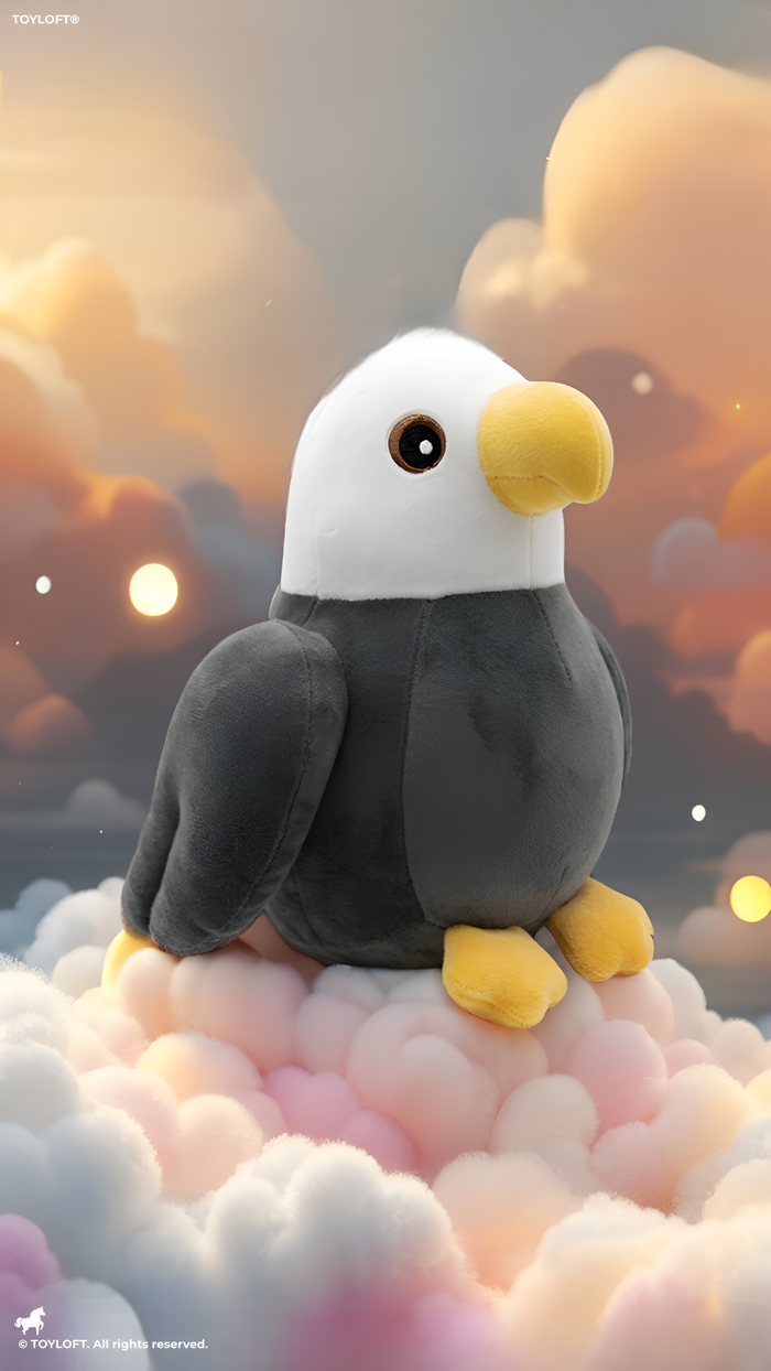 Bald Eagle Soft Toy - Premium 7-Inch Handcrafted White-Headed Eagle Plush -  Black Portable Cuddly Bird Stuffed Animal ST16479