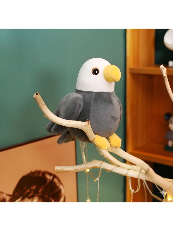 Bald Eagle Soft Toy - Premium 7-Inch Handcrafted White-Headed Eagle Plush -  Black Portable Cuddly Bird Stuffed Animal ST16479