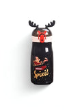 Black - Rudolph - Christmas Theme Kids Water Bottle 300ml | Cute Reindeer Design on Top | Leakproof & BPA-Free NOV3551.
