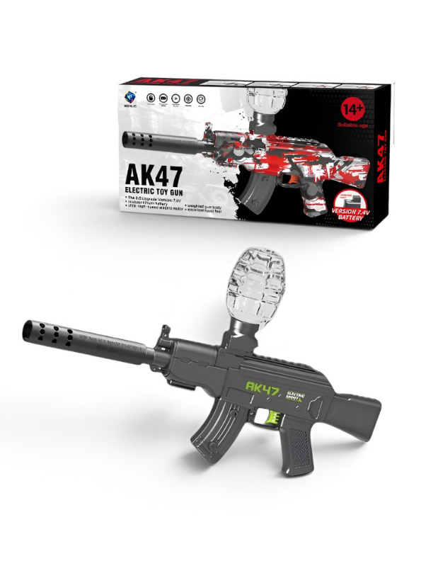 Black Automatic AK47 Electric Gel Ball Splatter Toy Set | TV7199