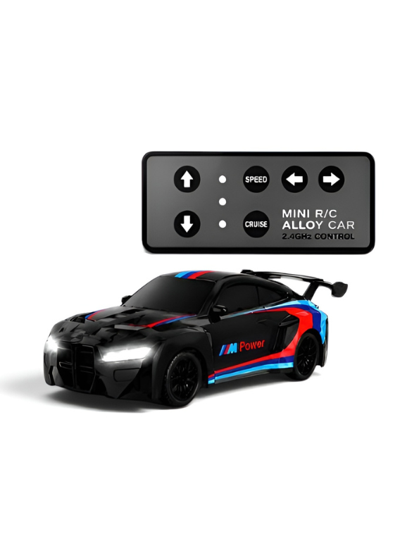 Black Mini BMW Remote Control Alloy Car 1:64 Scale– 2.4GHz Pocket-Sized Micro RC Racing Car MD591
