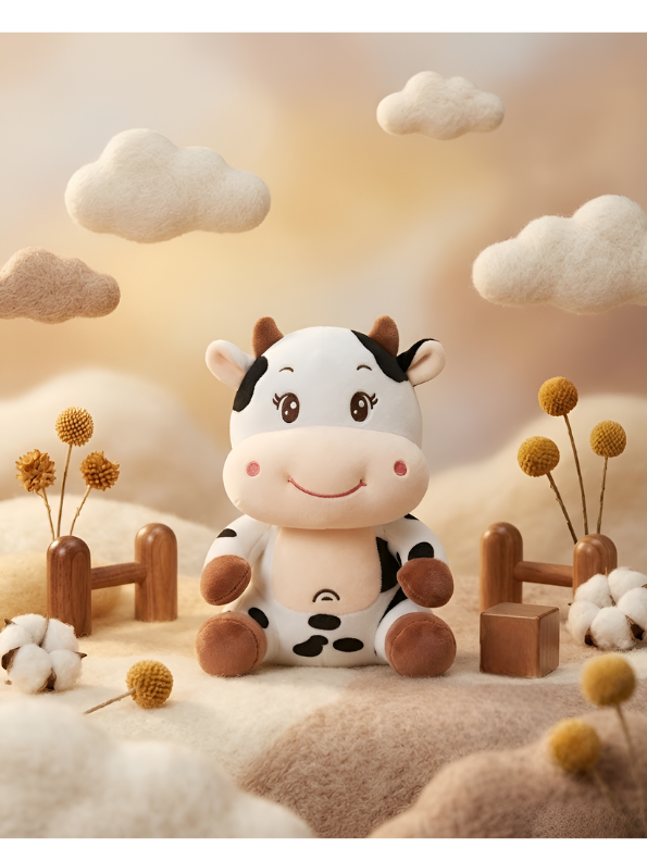 Black & White Cow Stuffed Plushie 8 Inch ST16758.