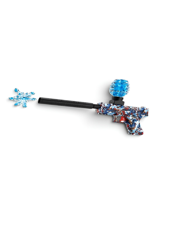Blokk Blaster Automatic Gel Ball Gun with Water Bead Hopper & Silencer Extension, Blue Graffiti Splatter MD446