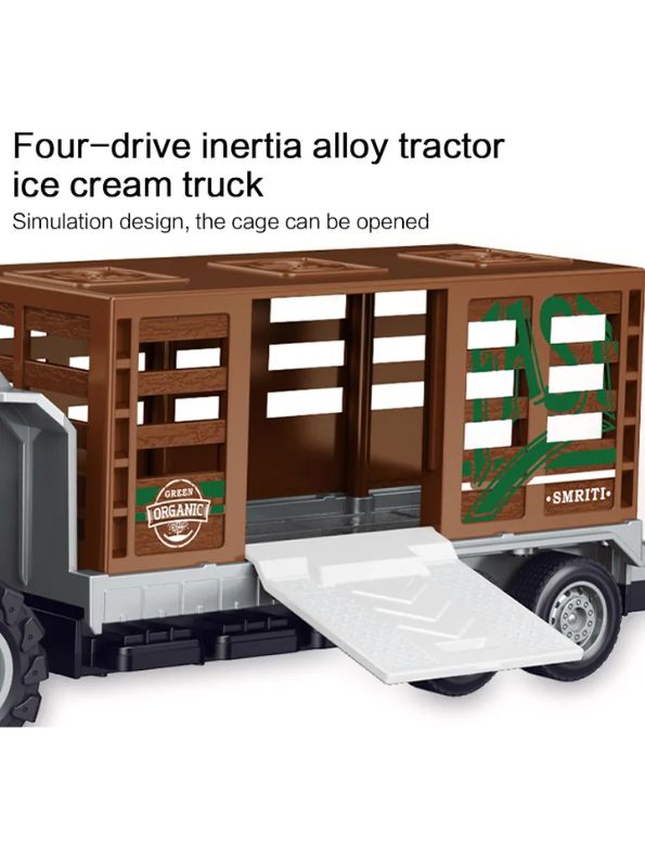 Blue - Animal Transport Truck  –  Pull Back Action, Realistic Farm Vehicle Toy for Kids NX12539.