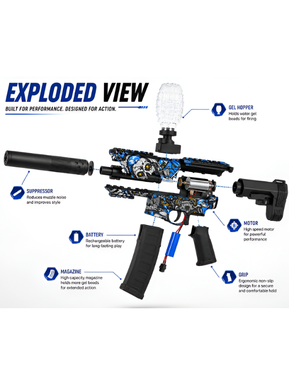 Blue Camo Electric Gel Launcher – Automatic Outdoor Toy TV7232