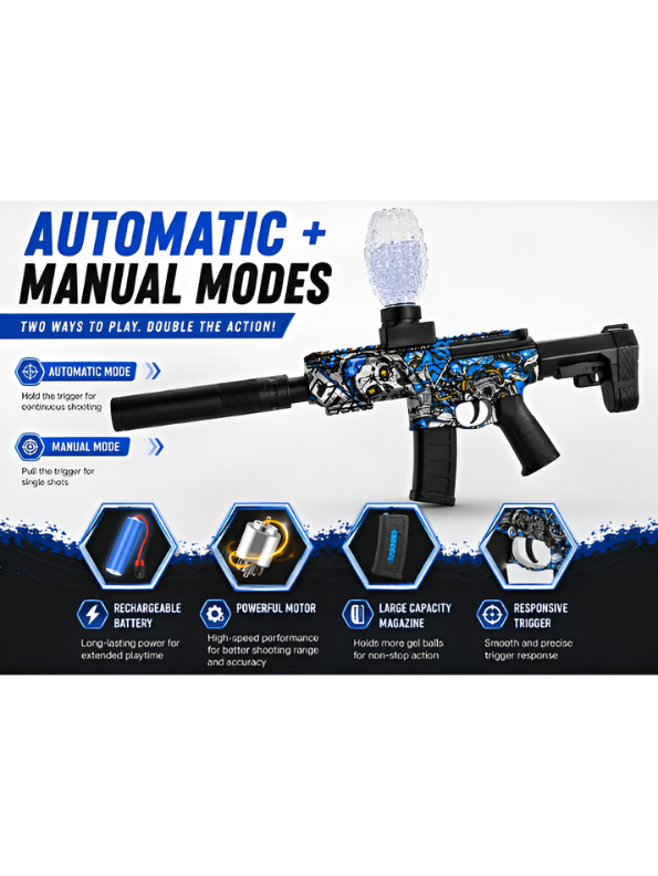 Blue Camo Electric Gel Launcher – Automatic Outdoor Toy TV7232