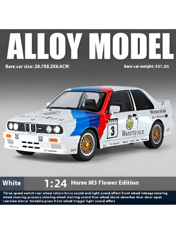 BMW E30 M3 DTM Race Car Diecast Model 1:24 Scale – Acrylic Display Case.