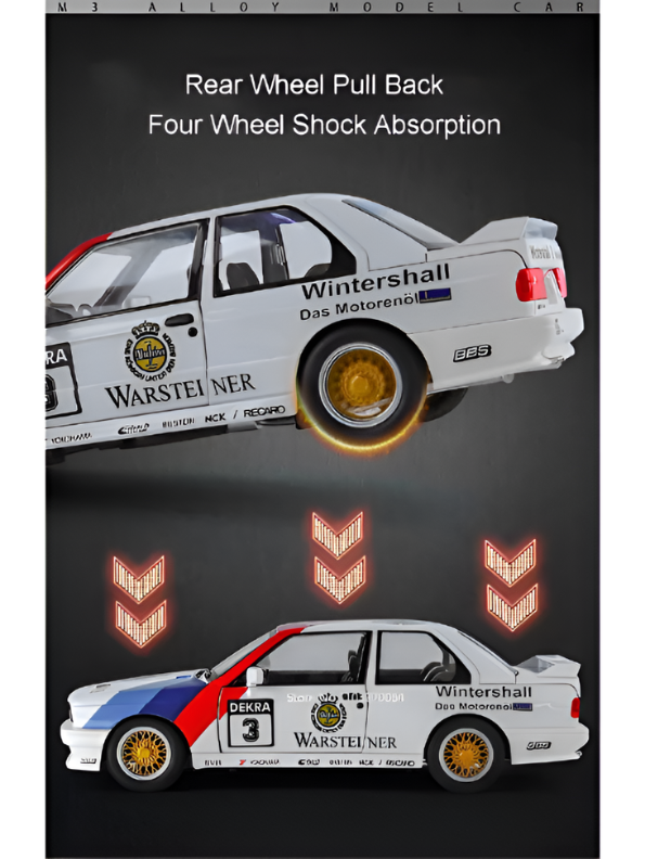BMW E30 M3 DTM Race Car Diecast Model 1:24 Scale – Acrylic Display Case.