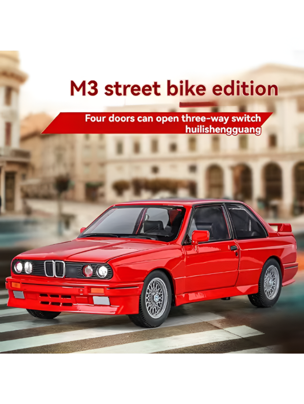 BMW M3 E30 Diecast Model Car | Red 1:24 Scale Collectible Replica Alloy Car MD581.