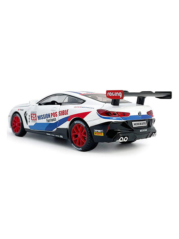 BMW M8 Gt3 Model Metal Diecast Car Scale 1:32 - White (MS-S-24) - Toyloft