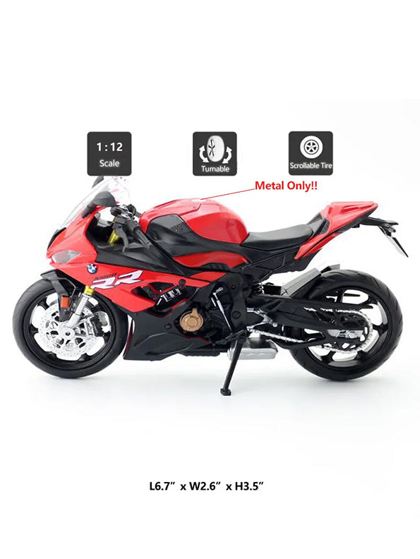 BMW S1000 RR Metal Model Diecast Bike - Red - MD - Scale 1:12 - Big Size - Toyloft