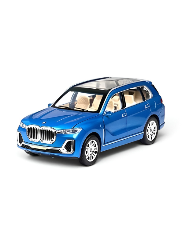 BMW X7 Alloy Diecast Model Car 1:24 Scale | Blue Pull Back Toy Car with Sound, Light & Spray Effect | Metal Toy TV5279