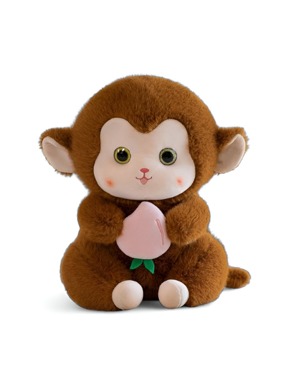 Brown - Cute Plush Monkey Stuffed Animal with Peach - 8 Inch Super Soft Toy Gift for Kids & Baby ST14653
