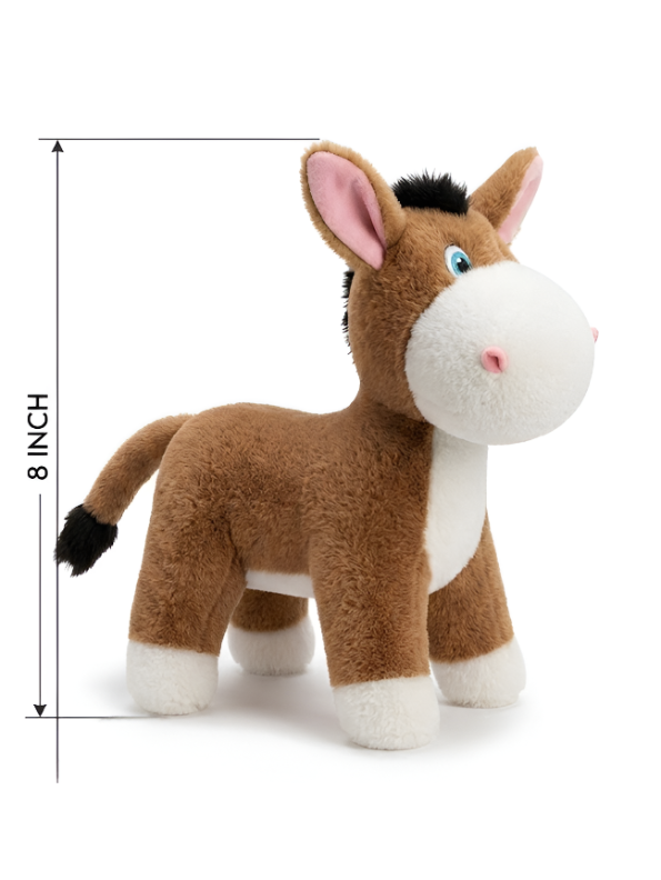 Brown Donkey Plush Stuffed Animal – 8-Inch Cute Soft Farm Animal Toy for Toddlers and Kids ST16475