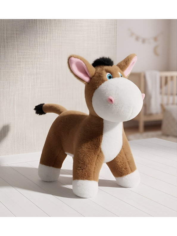 Brown Donkey Plush Stuffed Animal – 8-Inch Cute Soft Farm Animal Toy for Toddlers and Kids ST16475