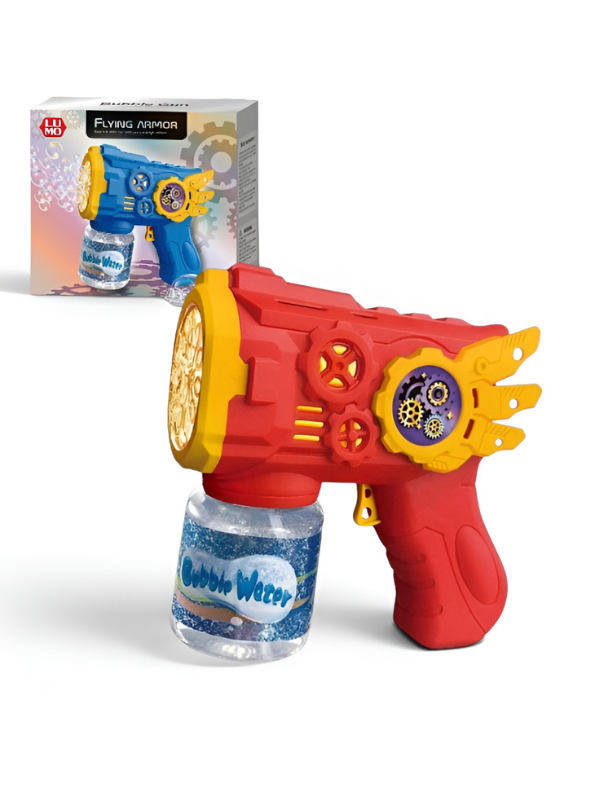 Bubble Gun with LED Lights & Rotating Gears, Leak-Proof LMI16604.