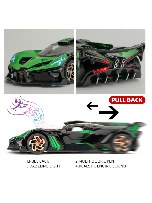 Bugatti Bolide Metal Diecast Car - Green Scale 1:32