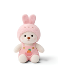 Bunny Rabbit Plushie with Pink Romper & Carrot Pocket - 8" Fluffy Soft Collectible Stuffed Toy ST15739