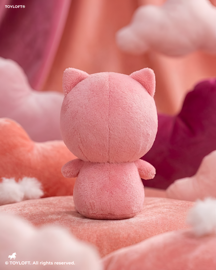 Cat Plush Toy – 7-Inch Pink Cute Stuffed Animal Kitten with Fish Embroidery for Kids ST11931