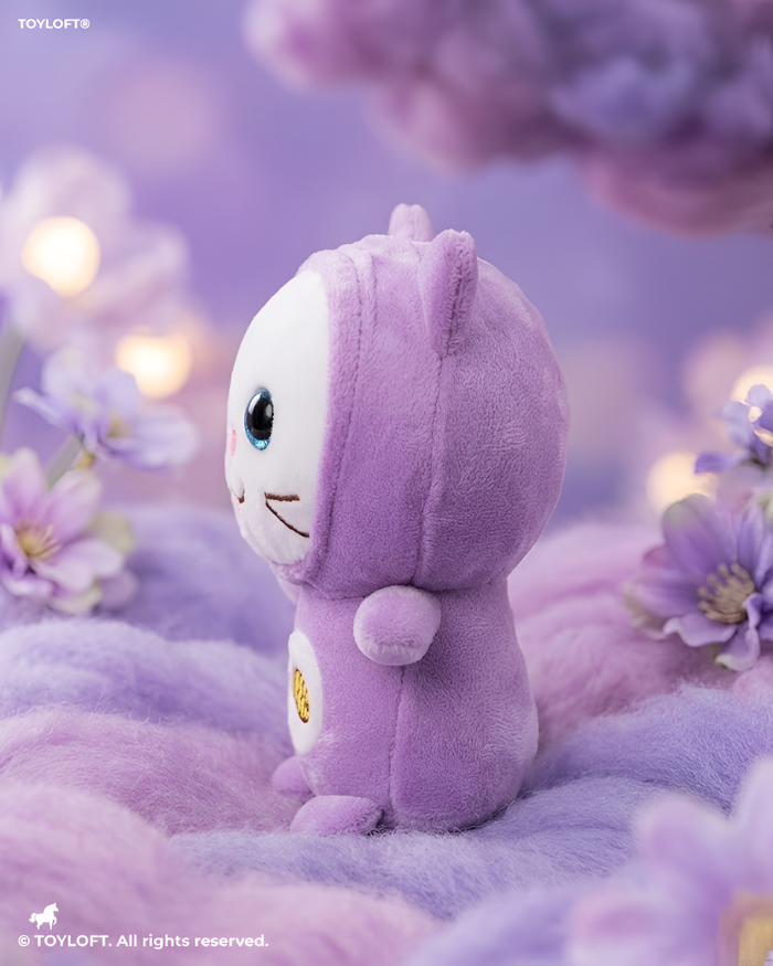 Cat Plush Toy – 7-Inch Purple Cute Stuffed Animal Kitten with Fish Embroidery for Kids ST11931