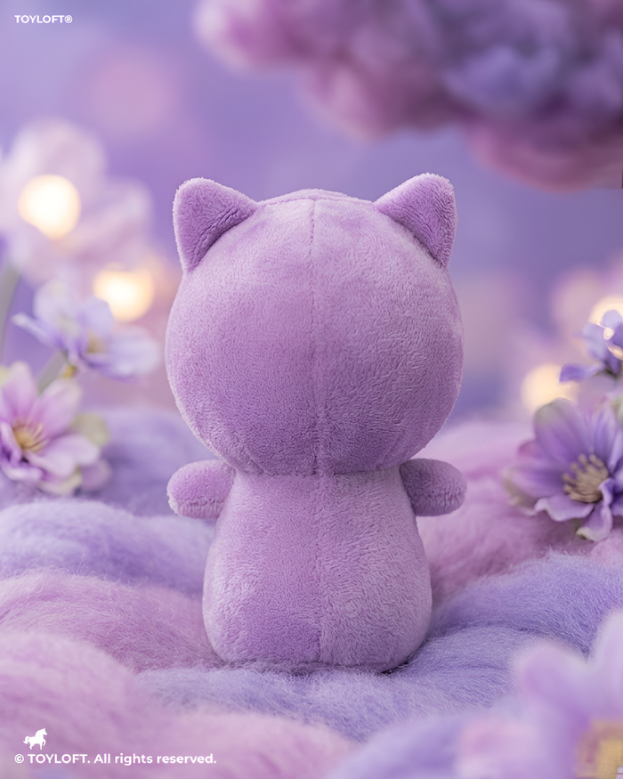 Cat Plush Toy – 7-Inch Purple Cute Stuffed Animal Kitten with Fish Embroidery for Kids ST11931
