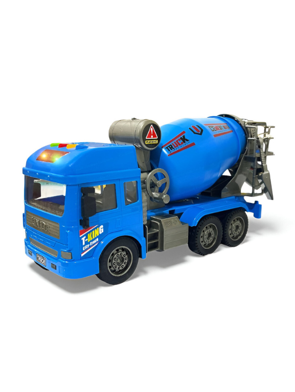 Cement Mixer Truck Toy with Lights and Sounds | Pull Back Construction Vehicle for Kids Blue NX13624.