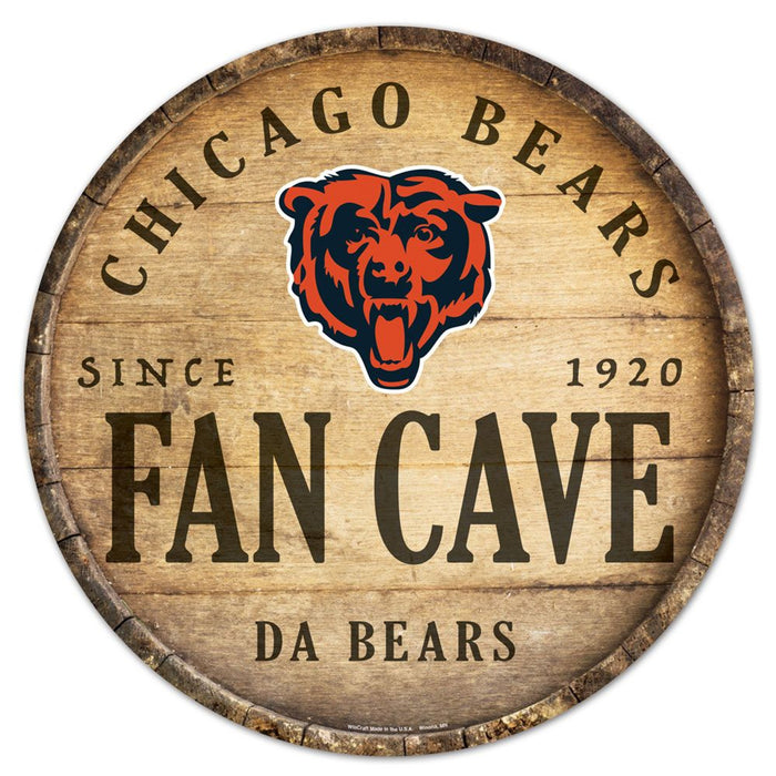 Chicago Bears Sign Wood 14 Inch Round Barrel Top Design-0