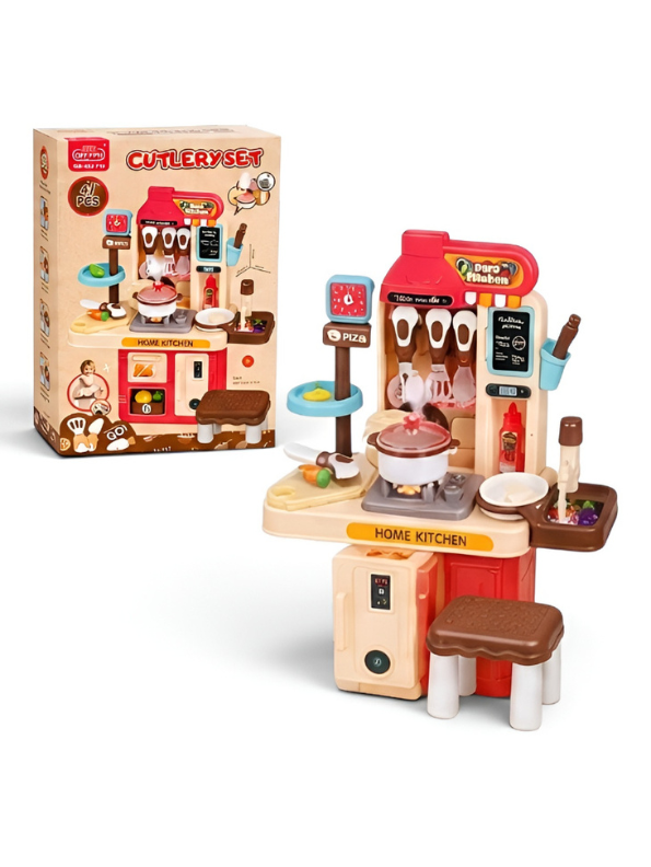 Children's Pretend Play Home Kitchen Toy Set | 47 PCS Cutlery & Cooking Accessories TV7132