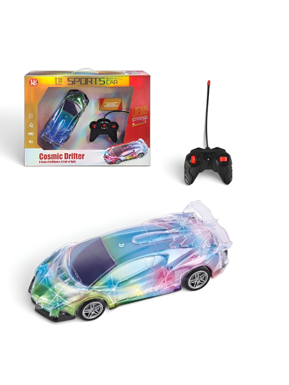 Cosmic Drifter 1:18 Scale Transparent Light-Up RC Sports Car with Sound LMI16919