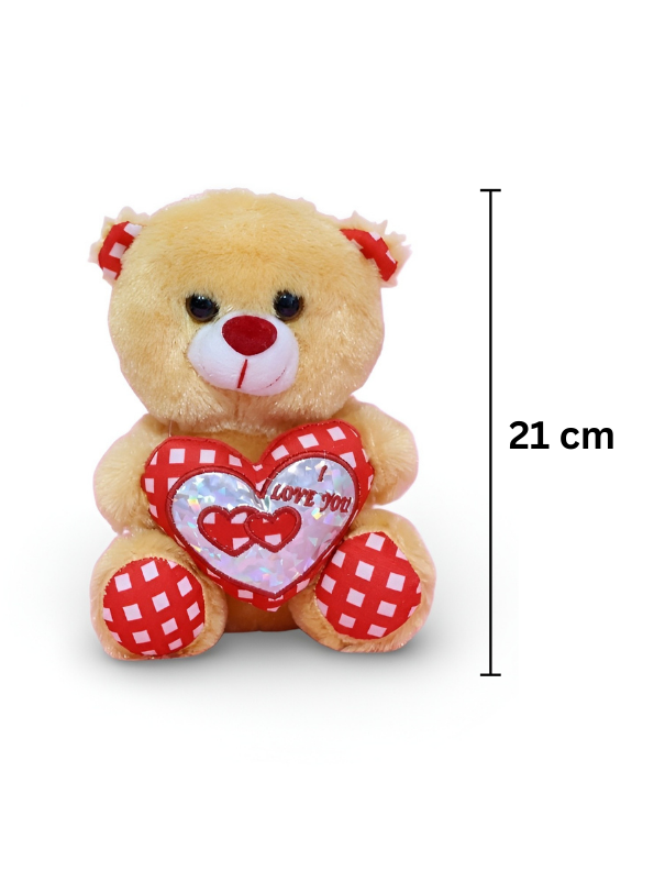Cute 21 cm Red Teddy Bear with “I Love You” Heart – Soft Plush Toy Brown ST16176.