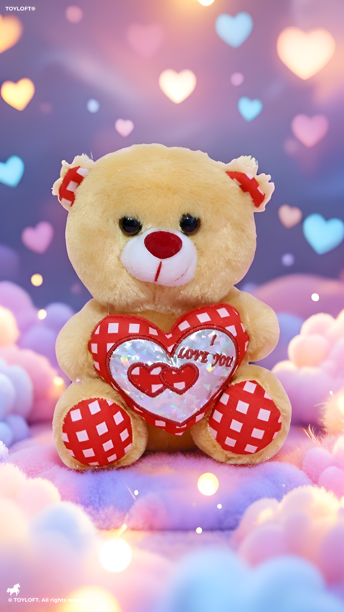 Cute 21 cm Red Teddy Bear with “I Love You” Heart – Soft Plush Toy Brown ST16176.