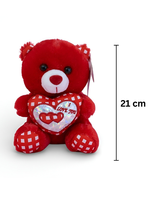 Cute 21 cm Red Teddy Bear with “I Love You” Heart – Soft Plush Toy ST16176.