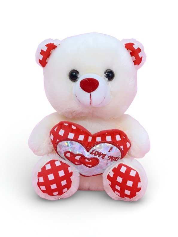 Cute 21 cm Red Teddy Bear with “I Love You” Heart – Soft Plush Toy White ST16176.