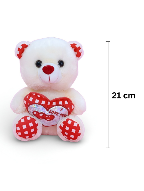 Cute 21 cm Red Teddy Bear with “I Love You” Heart – Soft Plush Toy White ST16176.