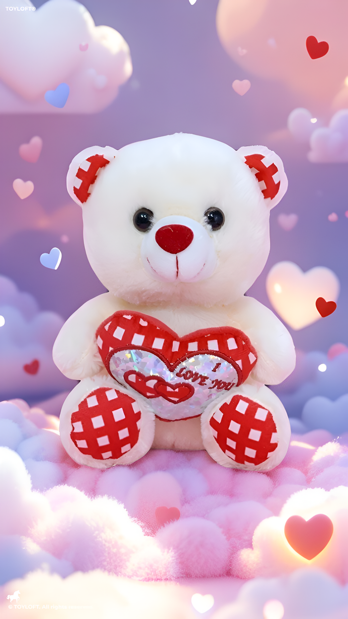 Cute 21 cm Red Teddy Bear with “I Love You” Heart – Soft Plush Toy White ST16176.