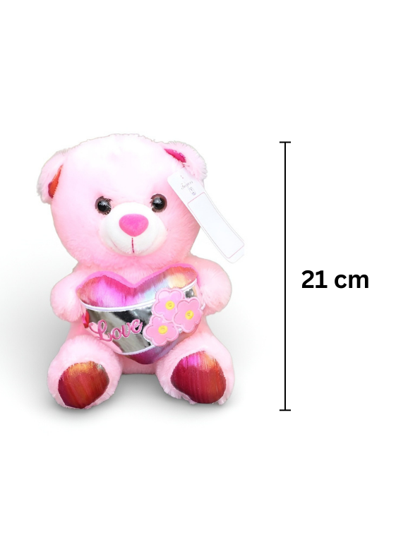 Cute 21 cm Teddy Bear with Metallic “Love” Heart Pink ST16172.
