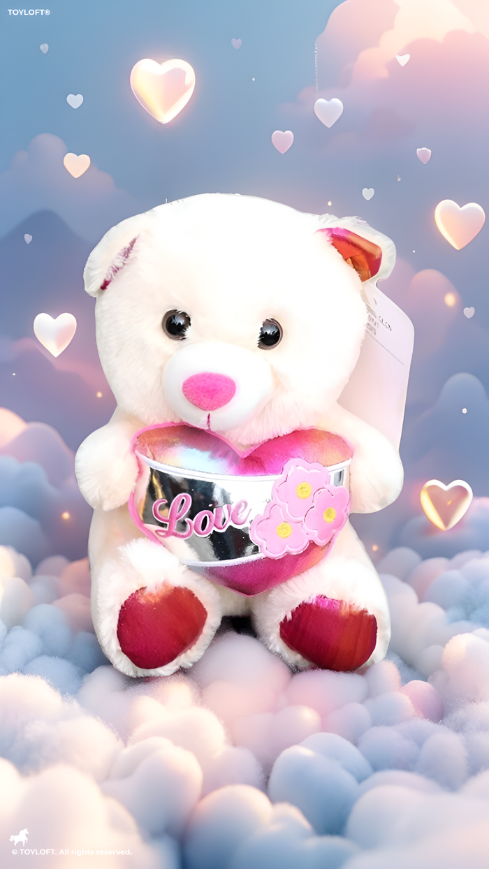 Cute 21 cm Teddy Bear with Metallic “Love” Heart White ST16172.