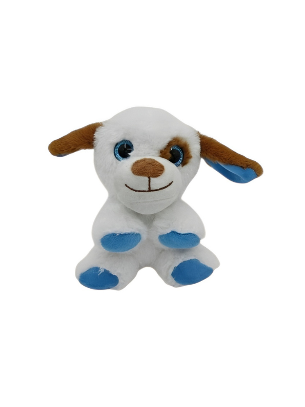 Cute 6-Inch White Puppy Plush – Soft Blue-Pawed Stuffed Dog Toy ST14951.