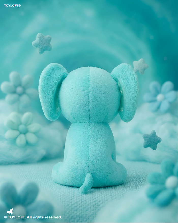 Cute 7" Aqua Elephant Stuffed Animal – Soft Plush Toy with Purple Glitter Ears ST16790