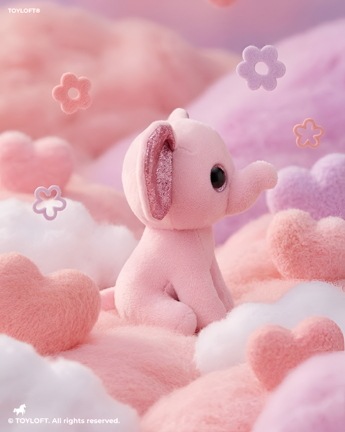 Cute 7" Pink Elephant Stuffed Animal – Soft Plush Toy with Purple Glitter Ears ST16790