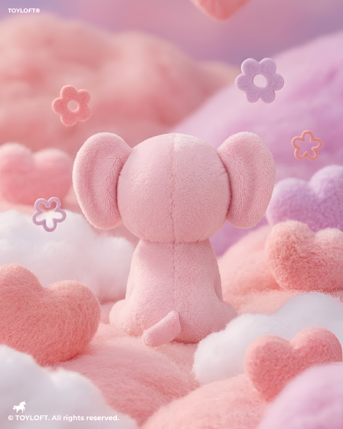 Cute 7" Pink Elephant Stuffed Animal – Soft Plush Toy with Purple Glitter Ears ST16790