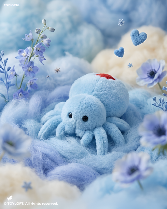 Cute 8 Inch Plush Spider Toy with Red Heart - Blue ST14126.