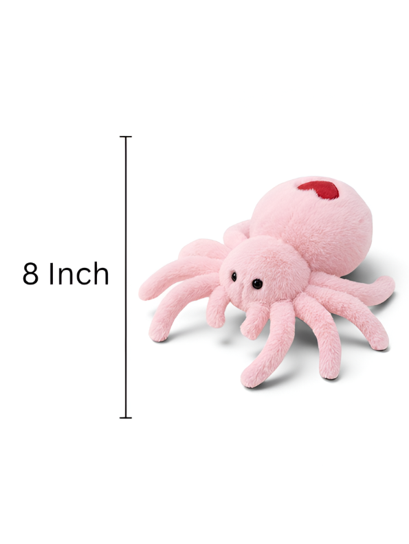 Cute 8 Inch Plush Spider Toy with Red Heart - Pink ST14126.