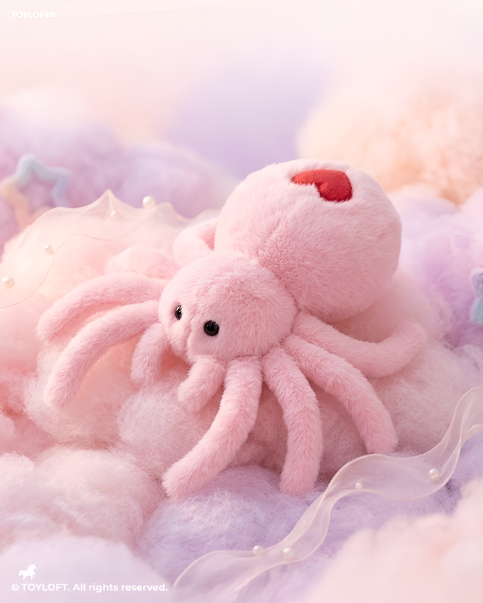 Cute 8 Inch Plush Spider Toy with Red Heart - Pink ST14126.